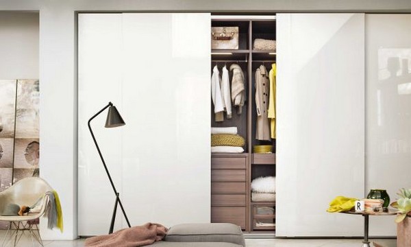 Contemporary wardrobe / glass / sliding door / custom