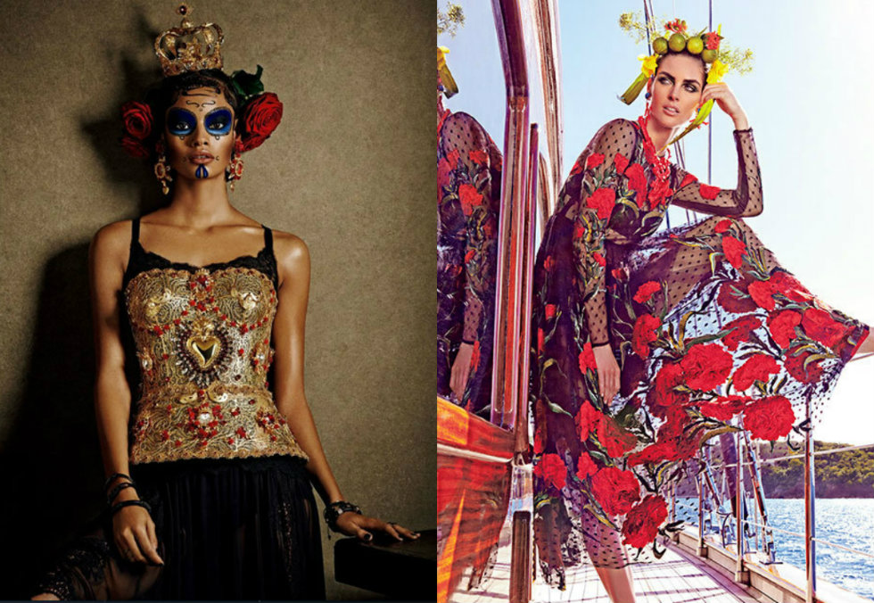 "Dolce& Gabbana Best Fashion Editorials of  2015-Dolce-and-Gabbana-dress-Vogue-Japan-May-2015_Photo-Giampaolo-Sgura-Stylist-Giovanna-Battaglia"