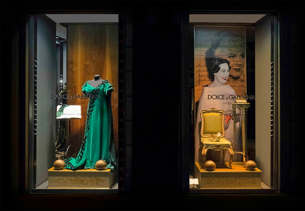 Famous fashion designers Dolce Gabbana Milan shop windows
