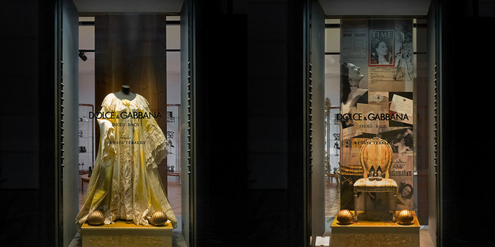Famous fashion designers Dolce Gabbana Milan shop windows-Renata Tebaldi
