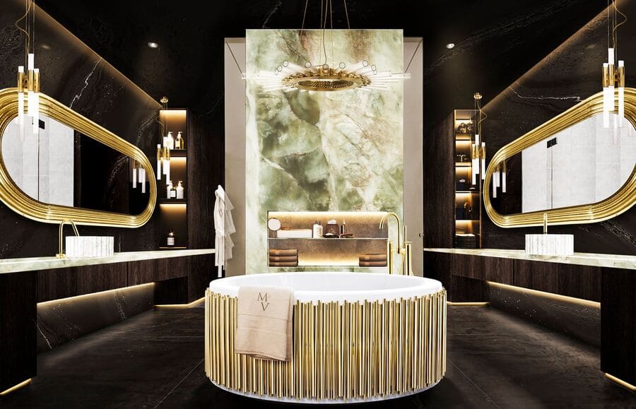 luxury bathroom - luxurious gold bathtub