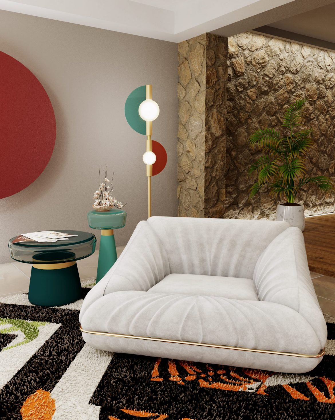 light toned eclectic living room