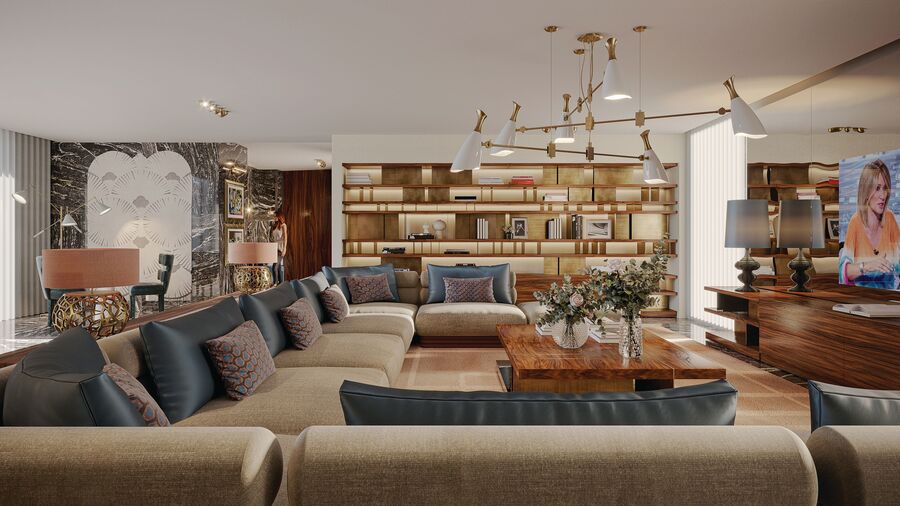 modern living room with modular sofa