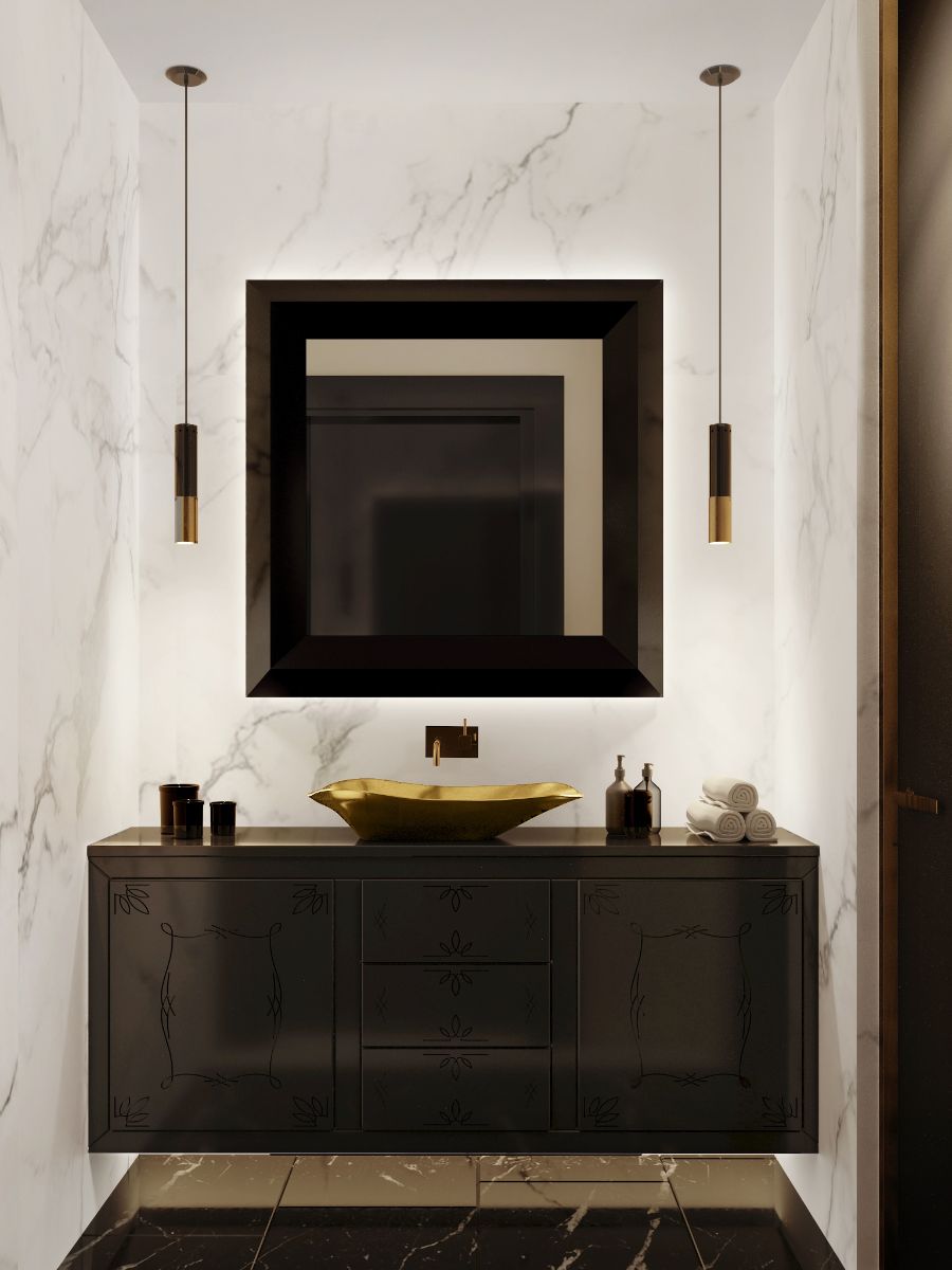 modern washbasin with golden base