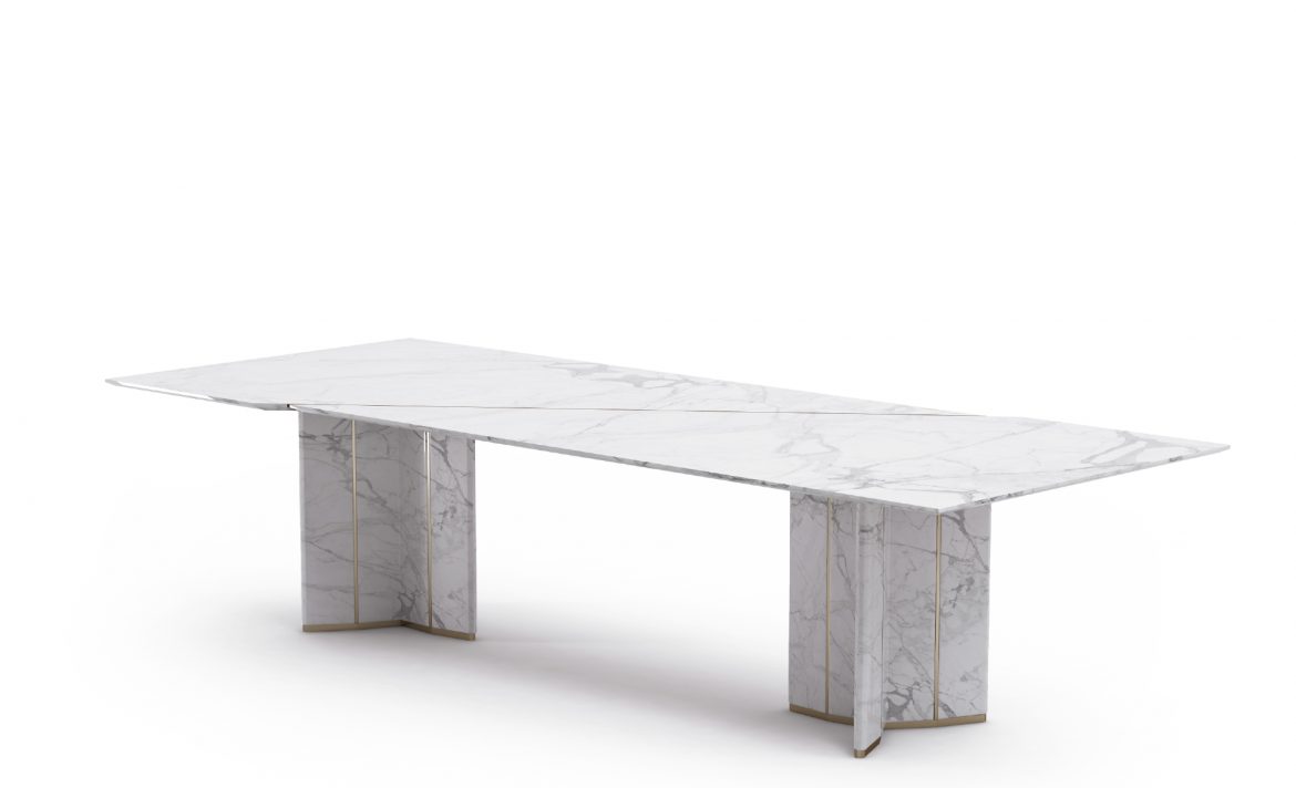 rectangular dining table in marble