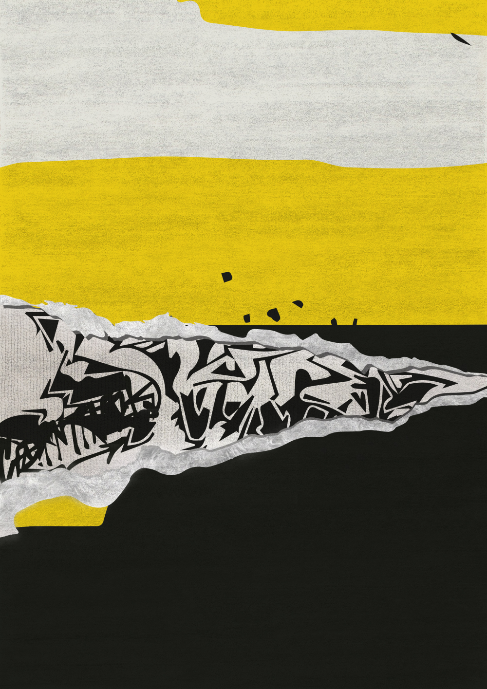 urban style rug in black and yellow tones