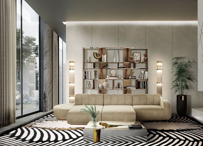 Light toned living room with modular sofa